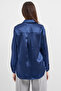 Women's Draped Satin Shirt Navy Blue 1069 - 5
