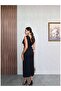 V-Neck Shoulder Buckle Detailed Midi Dress - 5