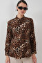 Women's Patterned Viscose Shirt C.Brown 1071 - 3