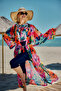 Remsa Single Kaftan Kimono Pareo on Hijab Swimsuit Navy Blue02 Rp030 Flowers - 2
