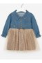 Baby Girl Leopard Patterned Tulle Denim Dress - 4