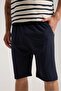 Men's Cream Crew Neck Short Sleeve Pajama Set with Shorts - 6
