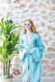 Muslin Kimono 100% Cotton Eye Printed Patterned Bathrobe Kaftan Dressing Gown Turquoise - 6