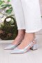 110-425 Satin Glitter Open Back Classic Heeled Women's Shoes - 2
