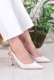 129-1300 Fls Satin Closed Front Open Back Heeled Women's Shoes