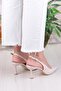 129-1300 Fls Satin Closed Front Open Back Heeled Women's Shoes - 4