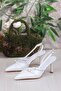 2105 Ceyn Patent Leather Double Buckle Detailed Open Back Heeled Women's Shoes - 6