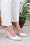 35244 Ceyn Glittery Patent Leather Closed Front Open Back Heeled Women's Shoes - 3