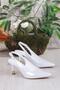 35244 Ceyn Glittery Patent Leather Closed Front Open Back Heeled Women's Shoes - 5