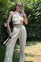Beige Linen Halter Neck Suit - 4