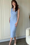 Blue Midi Dress with Draped Accessories - 2