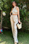 Beige Linen Halter Neck Suit - 8