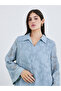 Women Blue Jacquard Jalabiya with Collar and Placket Detail - 4