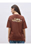 Brown Slogan Print Oversized T-Shirt - 5