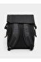 Black Roll-Top Backpack with Buckle Detail - 2