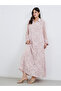 Women Pink Jacquard Jalabiya with Collar and Placket Detail - 2