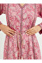 All Over Print V Neck Jalabiya with Lace Trim - 3