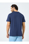 Navy Blue Slogan Print Round Neck Short Sleeve T-Shirt - 4