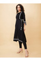 Embroidered Round Neck Cotton Straight Kurta - 4