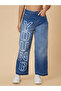 Mid-Rise Printed Boyfriend Cotton Jeans - 2