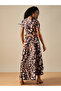 Leopard Print Wrap V Neck Crop Top and Ruffled Skirt Co-Ords - 3