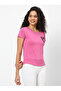 Women Pink Embellished Detail Short Sleeve T-Shirt - 3