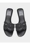 Solid Cross Circle Vamp Flat Sandals - 5