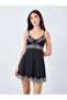 Embroidered Lace Trim Babydoll - 2