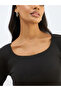 Black Knitted Lace Detail Crop Top - 4