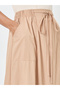 Solid Midi Skirt with Tie-Up Waist - 3