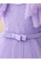 Faux Pearl Decor Bow Detail Party Dress - 4