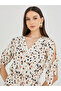Printed V-Neck Midi Dress with Tie-Up Detail - 4
