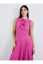 Pink Tie-Up Neck A-Line Maxi Dress - 3