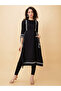 Embroidered Round Neck Cotton Straight Kurta - 2