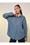 Women Blue Solid Long Sleeve Oversized Shirt - 3