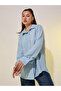 Blue Textured Longline Shirt with Spread Collar - 3