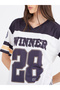 Women White Graphic Print V Neck Oversized T-Shirt - 4