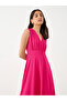 Solid V Neck Sleeveless A-Line Maxi Dress - 3