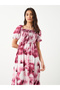 All-Over Printed Smocking Detail Midi Dress - 3