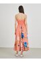 Floral Print Pleated Detail Strappy Midi Dress - 5