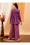 Printed V-Neck Kurta with Sharara Set - 4
