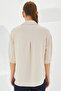 Women's Short Sleeve Oversize Linen Shirt Cream 1079 - 5