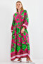 Women's Patterned Hijab Dress Dark Pink 1010 - 5