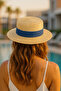 Trend Summer Straw Hat Women – Boater Style Black Ribbon - 4