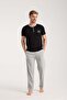 Mdsrdm Men's Black Button Collar Short Sleeve Pajama Set