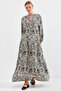 Women's Patterned Hijab Dress Black 1010 - 3