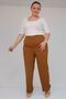 59016 Plus Size Crepe Trousers with Button Waist - Mustard