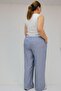 59007 Large Size Belt Rib Detailed Xons Jeans - Navy Blue - 5