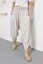 Women's Ecru Carrot Cut Bohemian Linen Pants with Side Pockets Njros25 - 3