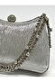 Women's Wavy Glitter Silver Evening Dress Clutch Chain Strap Hand Wedding Engagement Evening Bag - 3